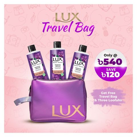 Buy 3 Lux Body Wash Black Orchid Scent and Juniper Oil 245ml & Get Free Travel Bag 1 Piece