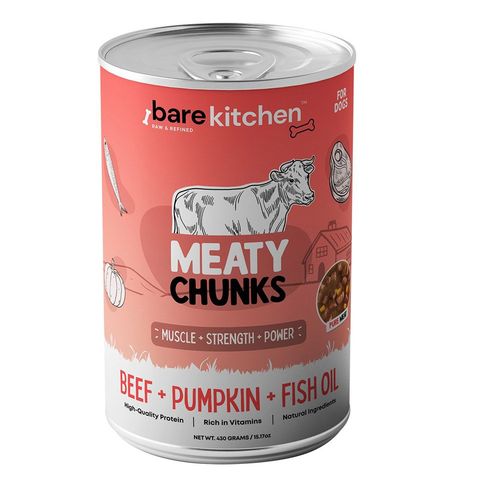 Bare Kitchen Premium Organic Meat Wet Food Chunks Vegetable Nutritious Canned Food Beef Chunks 430g