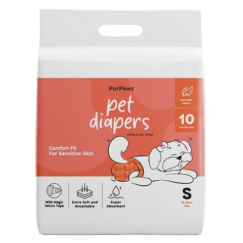 Purpaws Female Dog Disposable Heavy Absorbent Diapers Breathable Cloth and Strechable Waistband with Leak Guards Small 10 Pieces