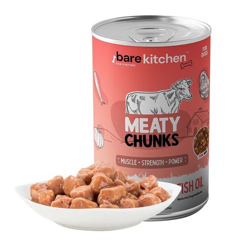 Bare Kitchen Premium Organic Meat Wet Food Chunks Vegetable Nutritious Canned Food Beef Chunks 430g