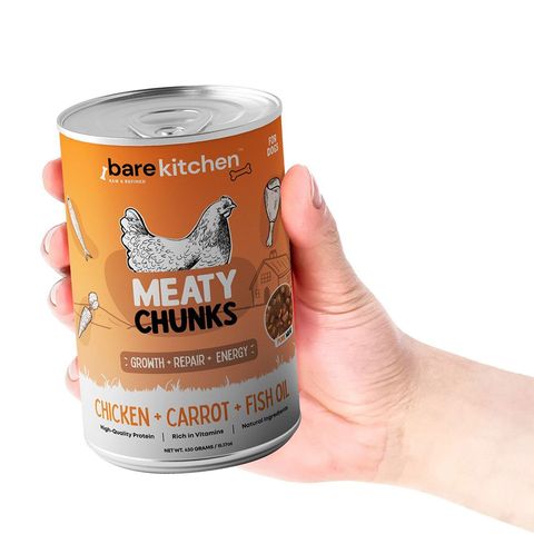 Bare Kitchen Premium Organic Meat Wet Food Chunks Vegetable Nutritious Canned Food Chicken Chunks 430g