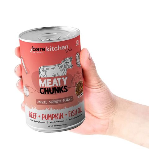 Bare Kitchen Premium Organic Meat Wet Food Chunks Vegetable Nutritious Canned Food Beef Chunks 430g