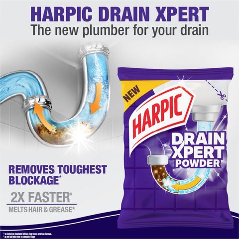 Harpic Drain Cleaning Xpert Powder 2 Pieces 45g