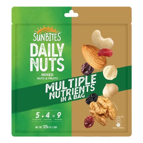 Sunbites Daily Nuts Individual Sachets Mixed Nuts & Fruits 125g