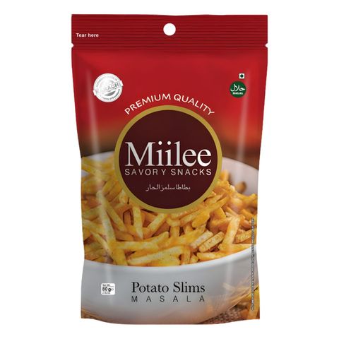 Miilee Premium Quality Potato Slims Masala Savory Snacks 80g