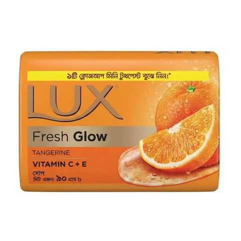 Buy Lux Soap Bar Fresh Glow Tangerine & Vitamin C + E 90g & Get Free Closeup Toothpaste 7g