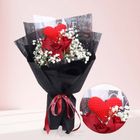 Flower Bouquet Red Roses 3 Stalks with Red Crochet 1 Unit - VBQ2601FP