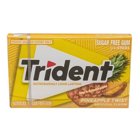 Trident Pineapple Twist Sugar Free Gum Artificial Flavor Sticks 14 Pieces