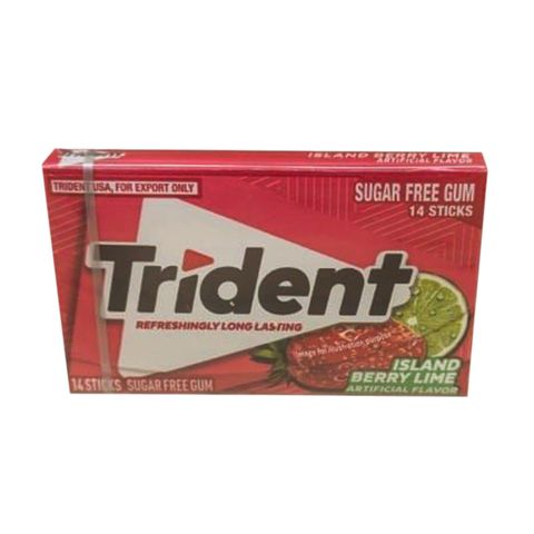 Trident Island Berry Lime Sugar Free Gum Artificial Flavor Sticks 14 Pieces