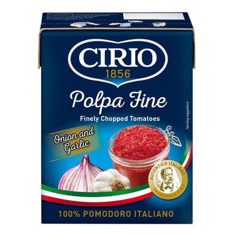 Cirio Polpa Fine Chopped Tomatoes Onion and Garlic 390g