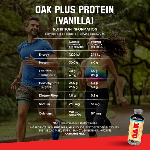 Oak Plus Protein Vanilla Milk (Recyclable) 500ml
