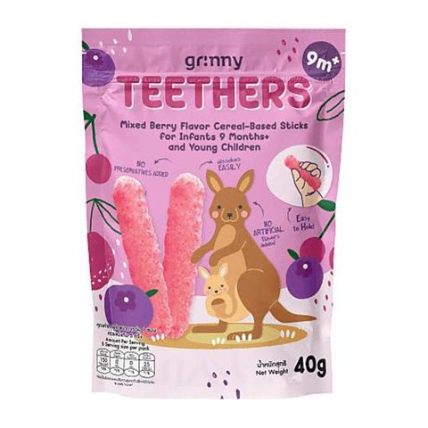 Grinny Teethers Cereal-based Sticks Mixed Berry Flavor 40g