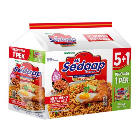 Mi Sedaap Goreng Perisa Asli (5 + 1 Free Soto) 525g