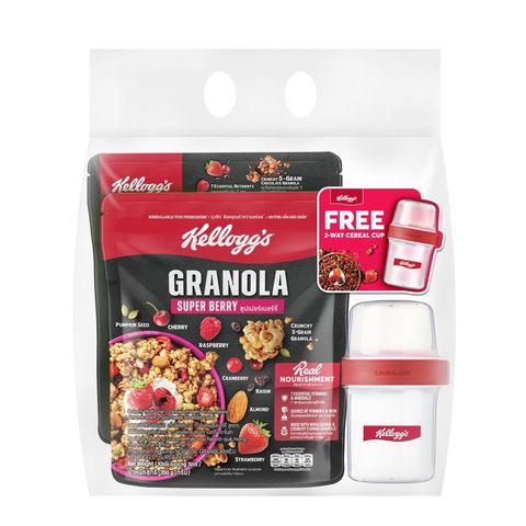 [GWP Bundle] Kellogg's Granola Dark Chocolate & Super Berry (Free Lock & Lock Cereal Cup) Bundle 1 Set