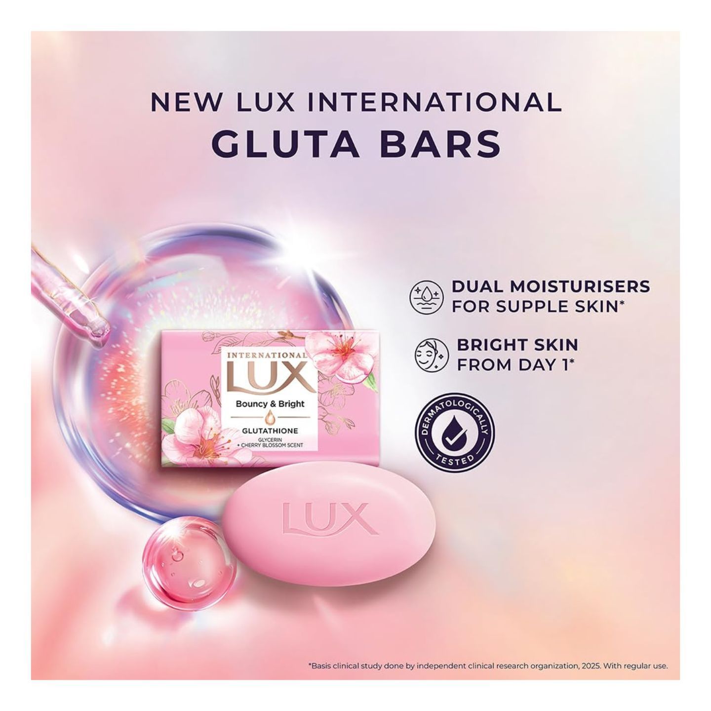 lux glutathione soap Get glowing, smoother skin like never before with the new International Bouncy & Bright, Enriched with brightening and nourishing sericin for a bouncy Gluta Glow every day!, Buy Lux International Gluta Bar