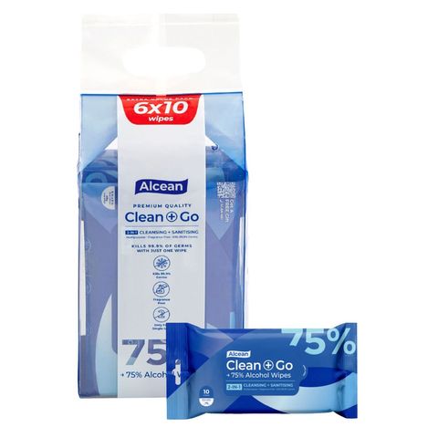 Alcean 75% Classic Alcohol Wipes 6 x 10 Pieces
