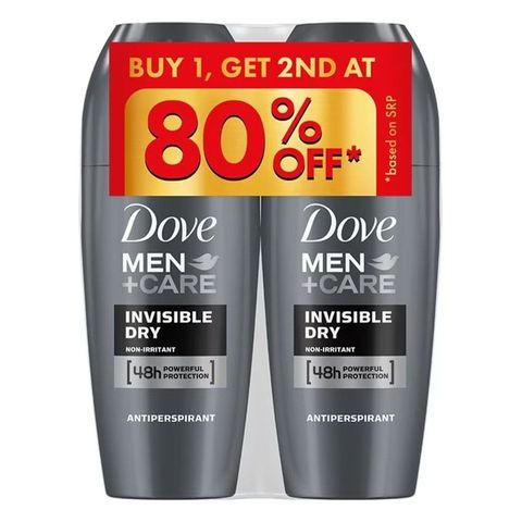 Dove Men + Care Invisible Dry Roll-on (Buy 1, Get 2nd at 80% off) 2 x 40ml