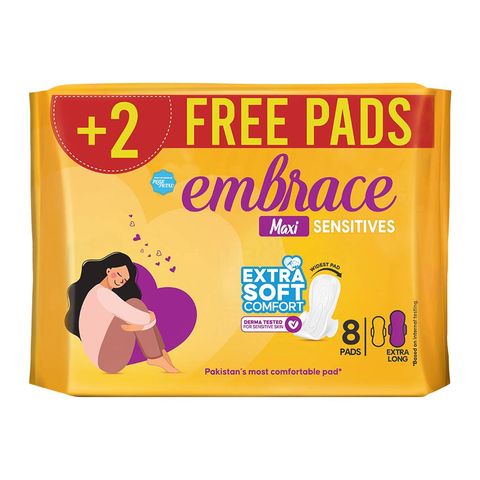 Embrace Sensitives Maxi Extra Long Promo (8 + 2 Free Pads) 10 Pieces