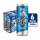 Tiger Lager Beer Can 6 x 320ml (Recyclable)
