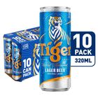 Tiger Lager Beer Can 10 x 320ml (Recyclable)