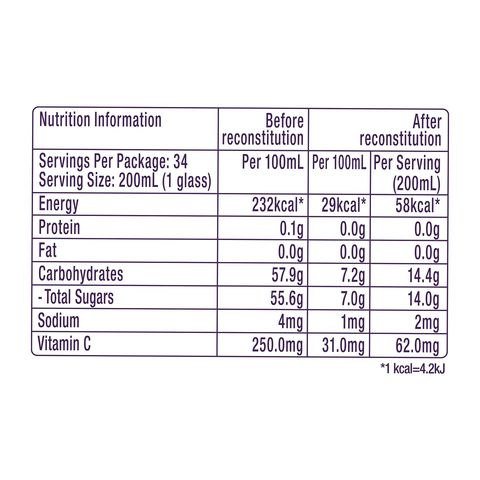 Ribena Blackcurrant Juice Cordial 850ml (Recyclable)