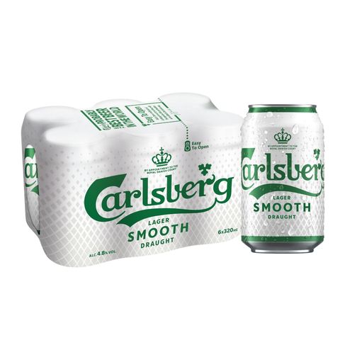 Carlsberg Smooth Draught  Beer Can 6 x 320ml (Recyclable)