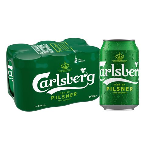 Carlsberg Danish Pilsner Beer Can 6 x 320ml (Recyclable)