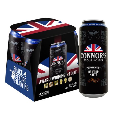 Connor's Stout Porter Draught Can 4 x 490ml (Recyclable)