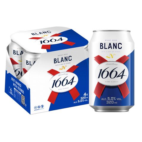 Kronenbourg 1664 Blanc Can 4 x 320ml (Recyclable)