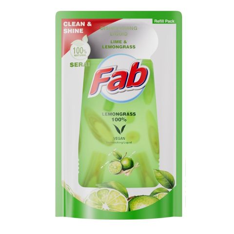 Fab Dishwashing Liquid Lime & Lemongrass Refill Pack 850ml