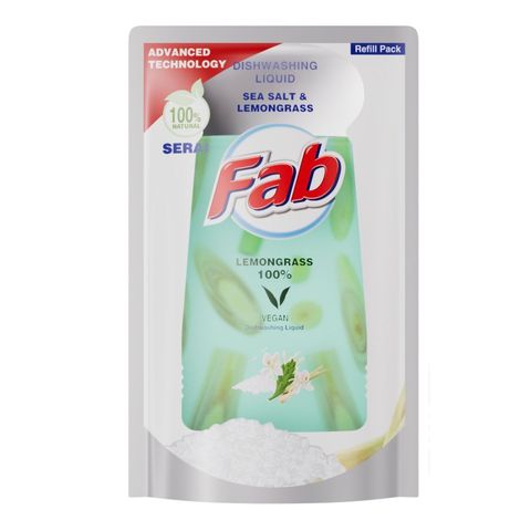 Fab Dishwashing Liquid Sea Salt & Lemongrass Refill Pack 850ml