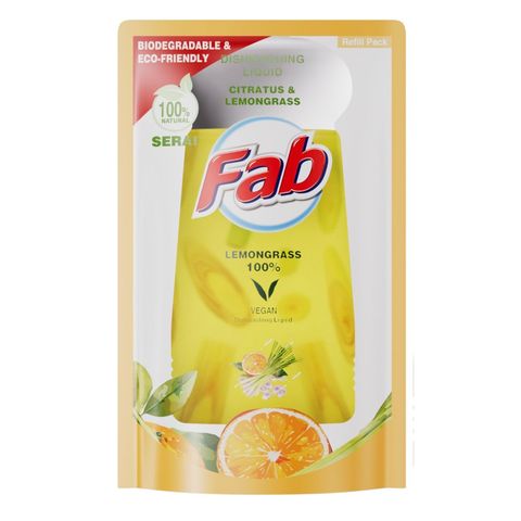 Fab Dishwashing Liquid Citratus & Lemongrass Refill Pack 850ml