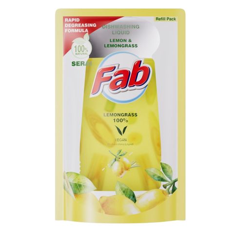 Fab Dishwashing Liquid Lemon & Lemongrass Refill Pack 850ml