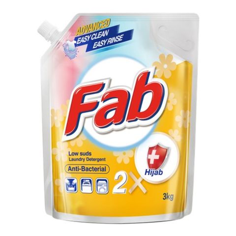 Fab Laundry Liquid Detergent Anti-bacterial Refill Pack 3kg