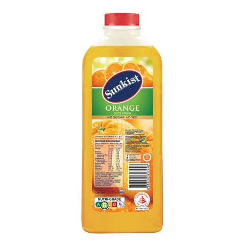 Sunkist No Sugar Added Orange Juice Drink (Recyclable) 1.89L