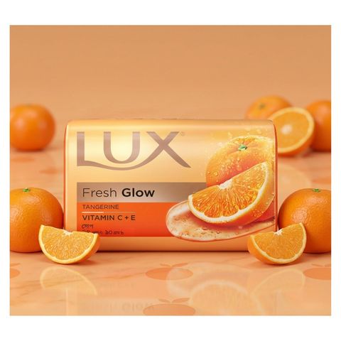 Buy Lux Soap Bar Fresh Glow Tangerine & Vitamin C + E 90g & Get Free Hair Oil 2.7ml