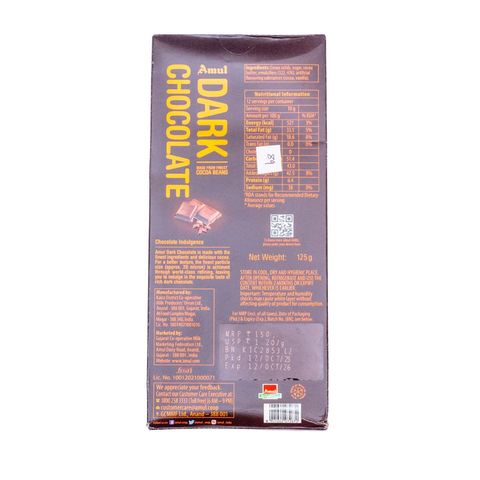 Amul Dark Chocolate 125g
