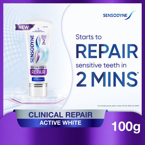 Sensodyne Clinical Repair Sensitivity Relief, Cleaning and Whitening Toothpaste Active White 100g