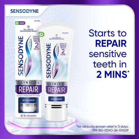 Sensodyne Clinical Repair Sensitivity Relief, Cleaning and Whitening Toothpaste Active White 100g