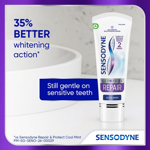 Sensodyne Clinical Repair Sensitivity Relief, Cleaning and Whitening Toothpaste Active White 100g