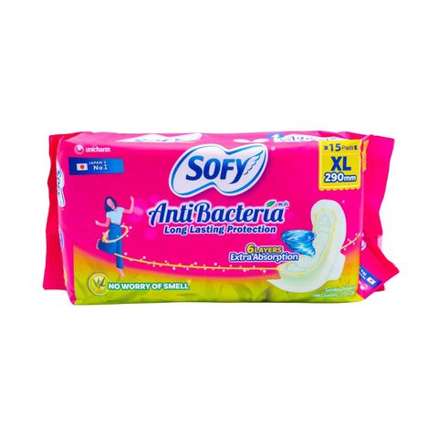 Sofy Antibacteria Sanitary Napkin 290mm Xl 15 Pieces