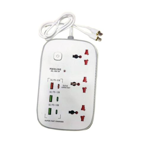 Maxline Ml904sf Universal Power Socket With 3 USB A & 3 USB C Ports 1 Piece