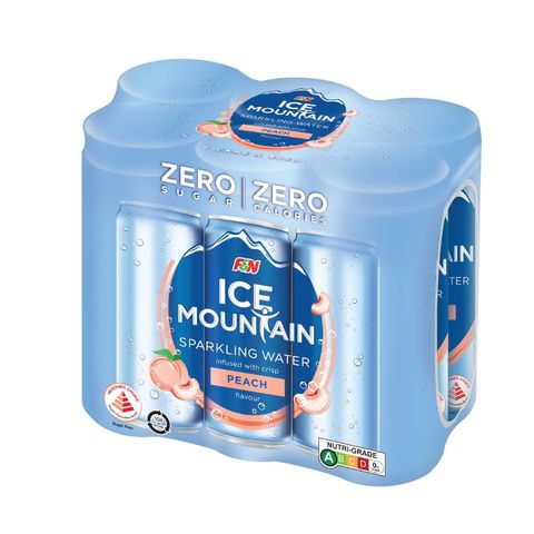Ice Mountain Sparkling Water Peach 6 x 325ml (Recyclable)
