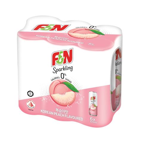 F&N Sparkling Korean Peach 6 x 325ml (Recyclable)