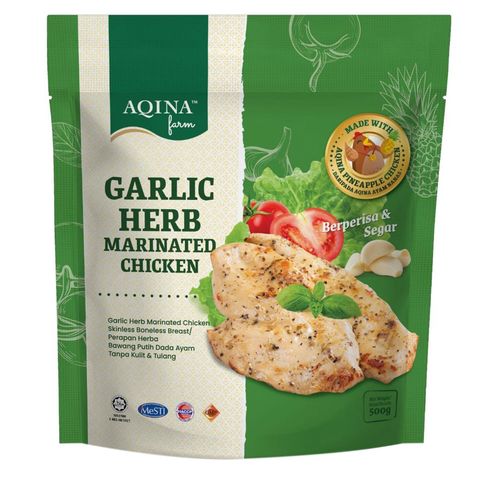 Aqina Marinated Frozen Pineapple Chicken Skinless Boneless Breast (Garlic Herbs) 500g