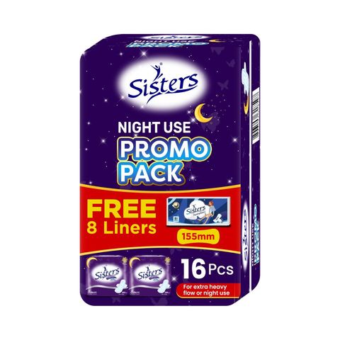 Promo 2 Sisters Net Side Night Pantiliners Econo 16 Pieces