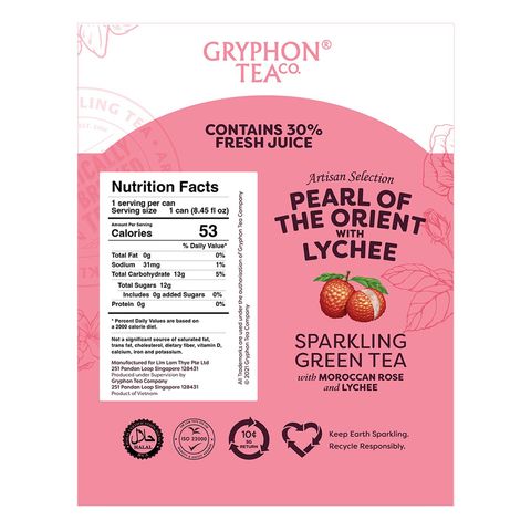 Gryphon Tea Co. Pearl of The Orient with Lychee 4 x 250ml (Recyclable)