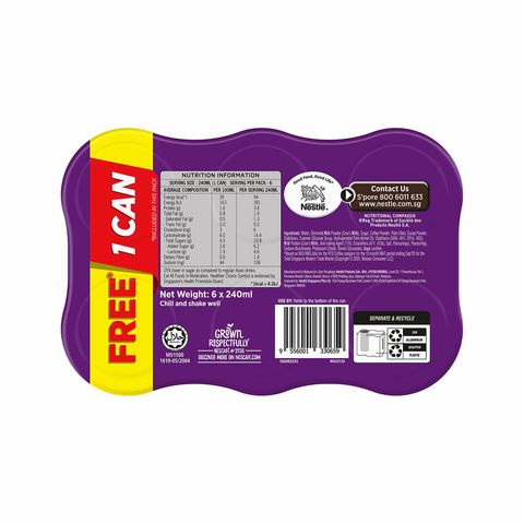Nescafe Mocha (Low Fat Milk) Coffee 6 x 240ml (Recyclable)