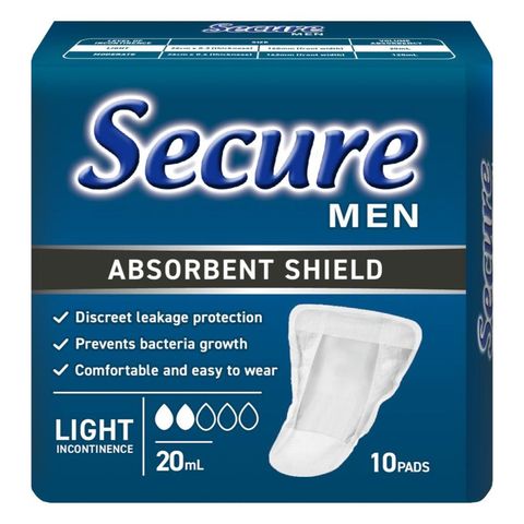 Secure Male Absorbent Shield Pad Light 10 Pieces