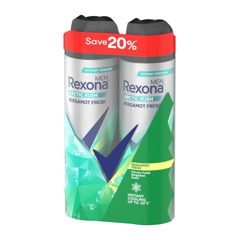 Rexona Men Deodorant Spray Arctic Bergamot Fresh (Twin Pack) 2 x 135ml